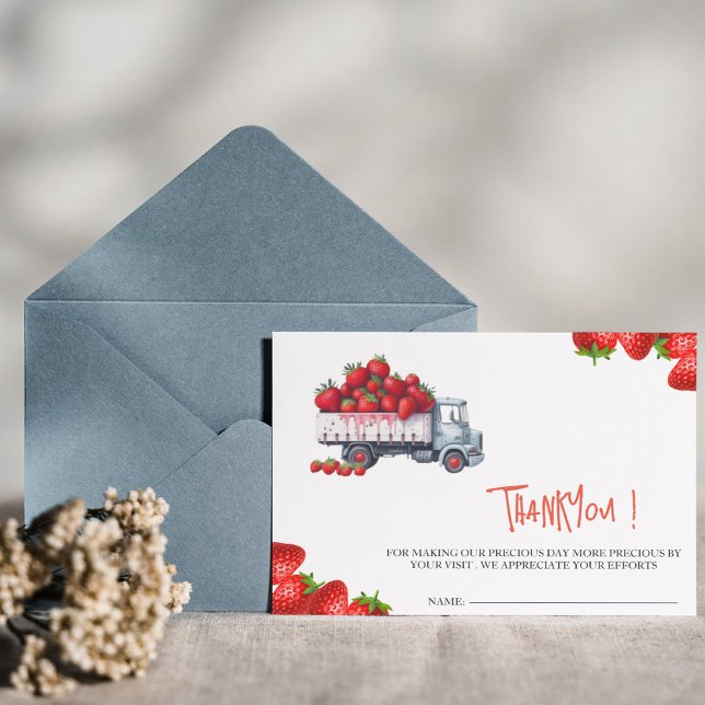 Watercolor Strawberry baby shower thankyou card (Creator Uploaded)