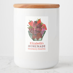 Watercolor Strawberry Basket Custom Homemade Jam Food Label