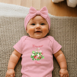 Watercolor Strawberry Berry Sweet Newborn Baby Bodysuit