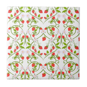 Watercolor Strawberry Blossom Pattern Tile