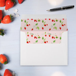 Watercolor Strawberry Blossoms Pattern Envelope