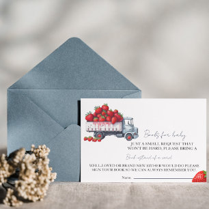 Watercolor Strawberry books for baby baby shower Invitation