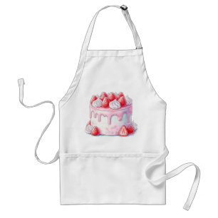 Watercolor Strawberry Cake Baking Lover Chef Gift Standard Apron