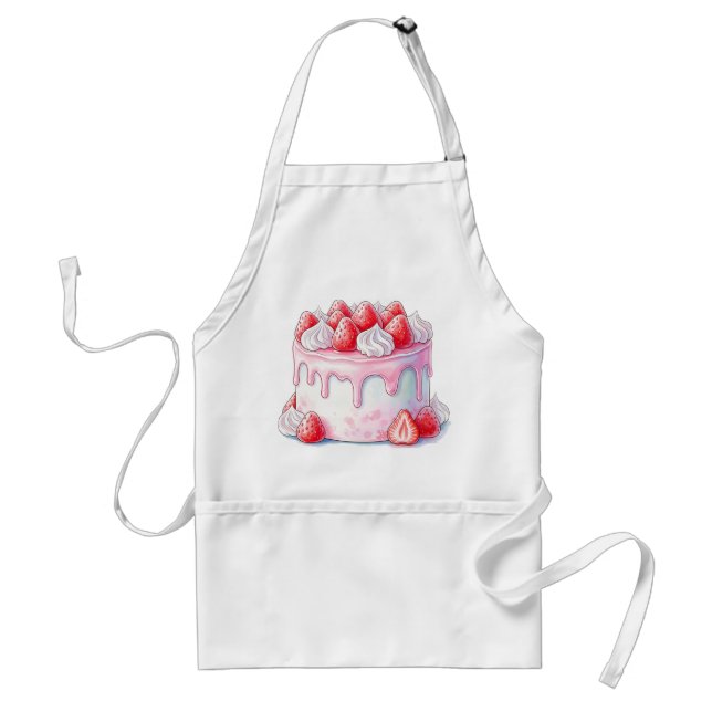 Watercolor Strawberry Cake Baking Lover Chef Gift Standard Apron (Front)