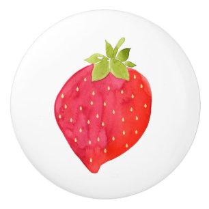 Watercolor Strawberry Ceramic Knob