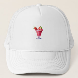 Watercolor Strawberry Cocktail Drink Trucker Hat