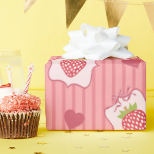 Watercolor Strawberry Framed Wrapping Paper