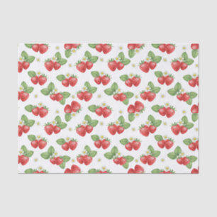 Watercolor Strawberry Fruit and Flowers Tissue Paper