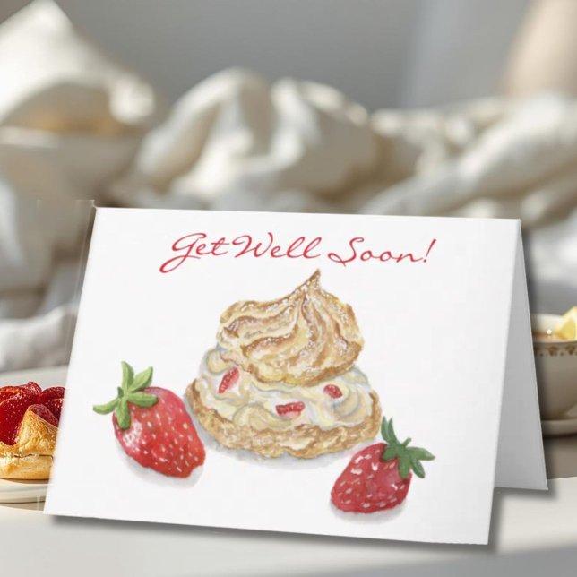 Watercolor Strawberry Get Well Soon Card (Creator Uploaded)