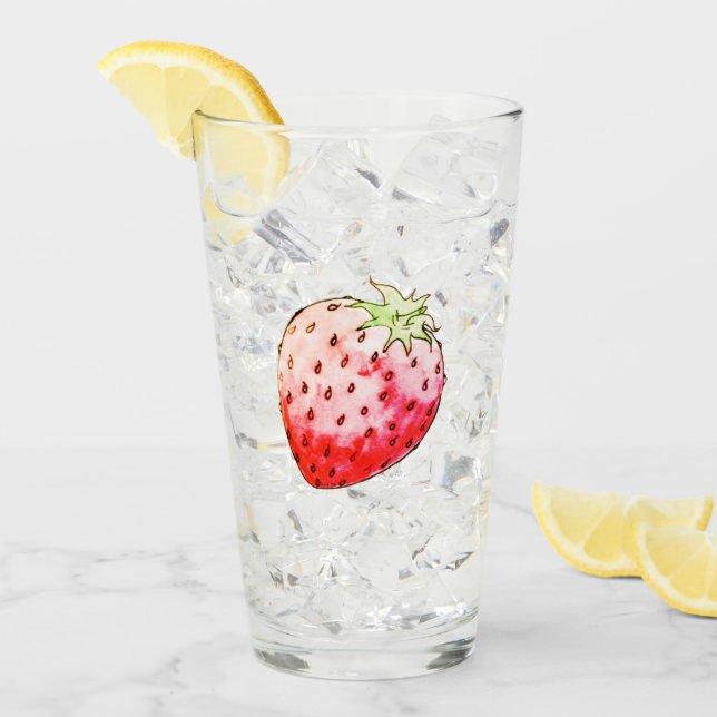 watercolor strawberry glass (Front Ice)