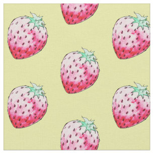 watercolor strawberry in yellow fabric