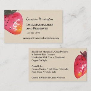 Watercolor Strawberry Jam Artisan Business Card