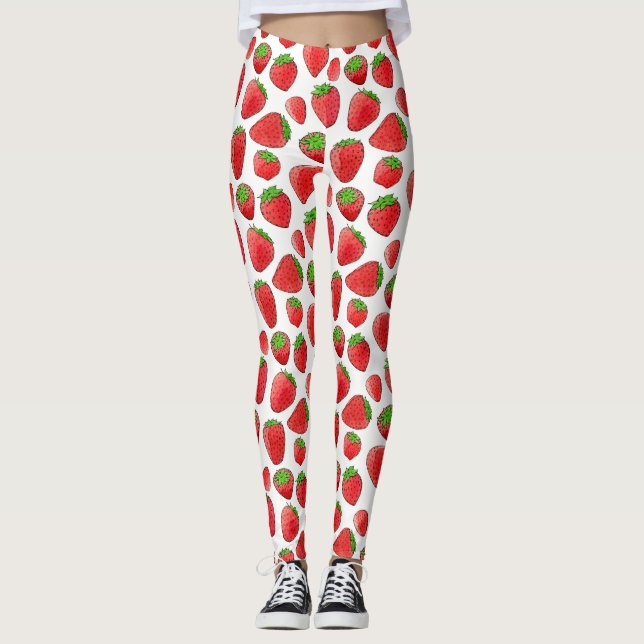 Watercolor Strawberry Leggings (Front)