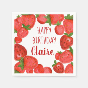 Watercolor Strawberry Napkins
