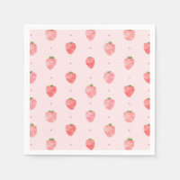 Watercolor Strawberry Napkins | Strawberry Napkins