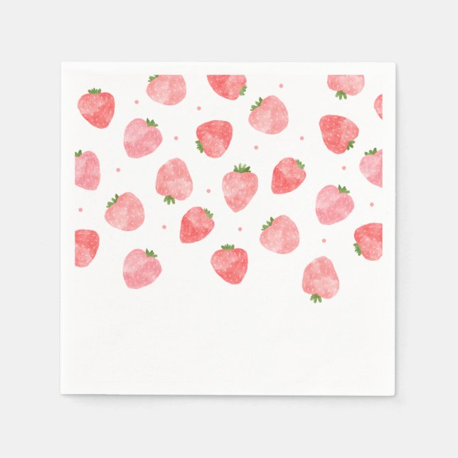 Watercolor Strawberry Napkins | Strawberry Napkins (Front)