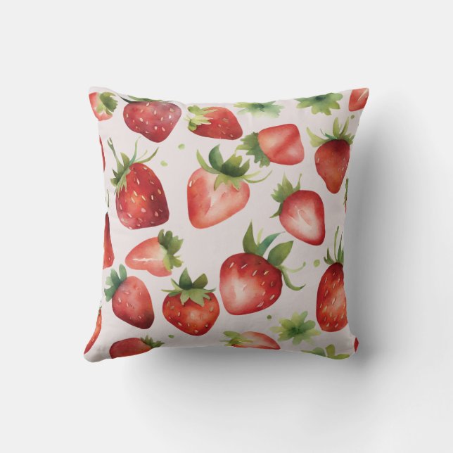 Watercolor Strawberry Pattern   Cushion (Back)