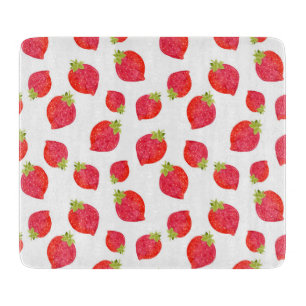 Watercolor Strawberry Pattern Cutting Board