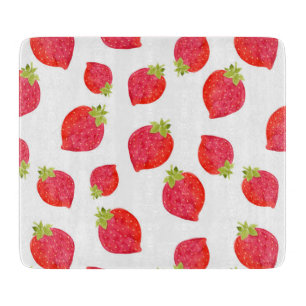 Watercolor Strawberry Pattern Cutting Board