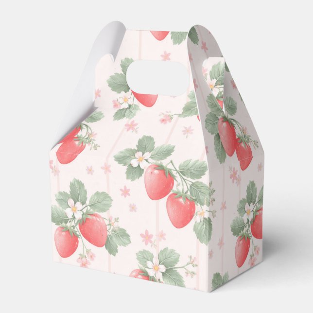 Watercolor strawberry pattern favour box (Front Side)