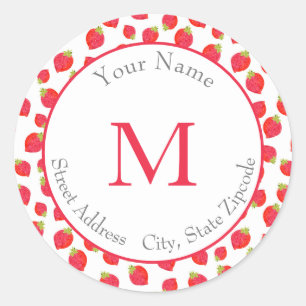 'Watercolor Strawberry Pattern'  Labels