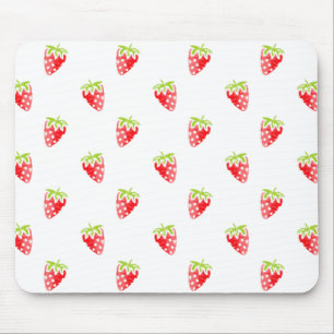 Watercolor Strawberry Pattern Mouse Mat