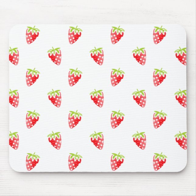 Watercolor Strawberry Pattern Mouse Mat (Front)