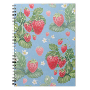 Watercolor strawberry pattern notebook