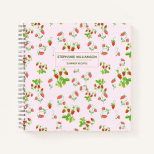 Watercolor Strawberry Pattern on Blush Pink   Notebook