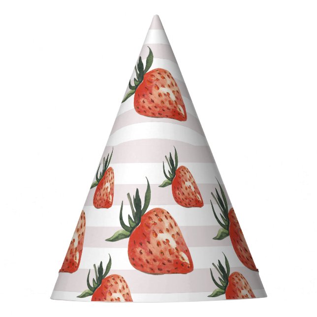 Watercolor Strawberry Pattern Party Hat (Front)