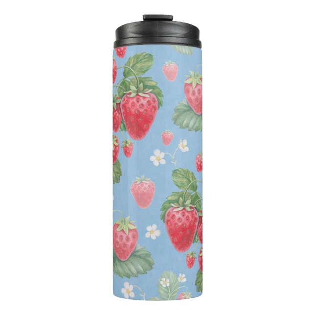 Watercolor strawberry pattern thermal tumbler (Front)