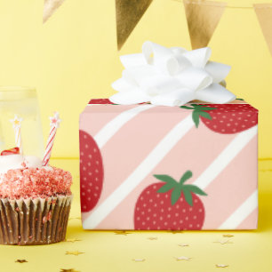 Watercolor Strawberry Pattern Wrapping Paper
