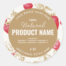 Watercolor Strawberry Product Round Label