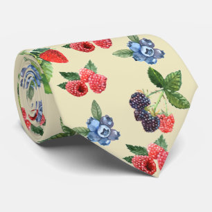 Watercolor Strawberry Raspberry Currant Pattern Tie
