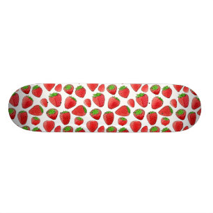 Watercolor Strawberry Skateboard