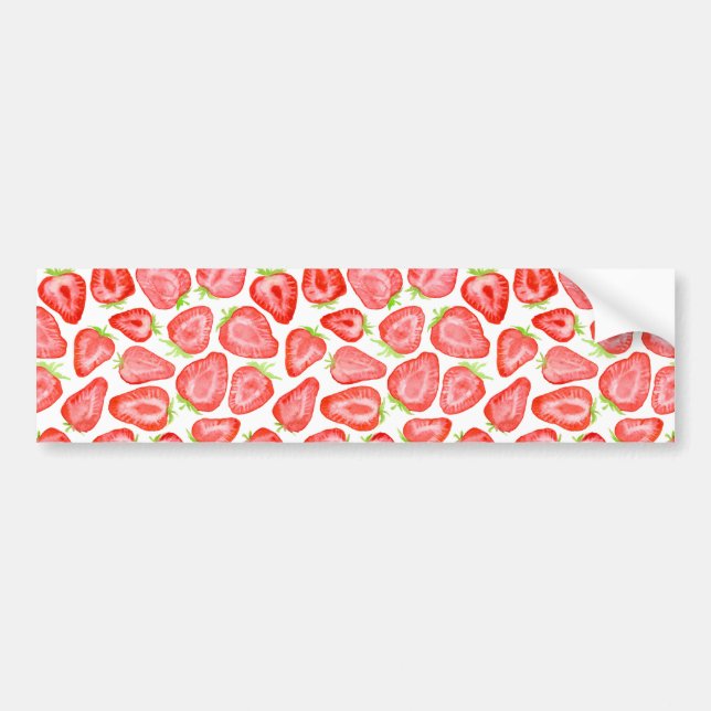 Watercolor strawberry slices pattern bumper sticker (Front)