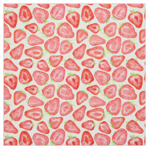 Watercolor strawberry slices pattern fabric