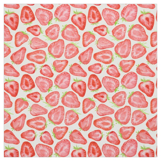 Watercolor strawberry slices pattern fabric (Swatch)