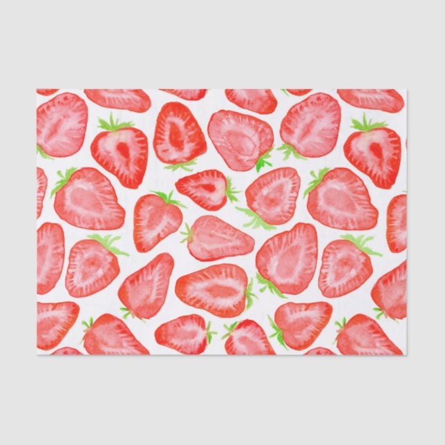 Watercolor strawberry slices pattern tissue paper (Front)