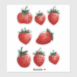 Watercolor Strawberry Sticker Sheet
