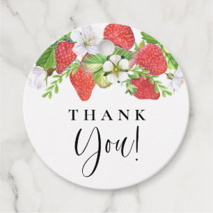 Watercolor Strawberry Summer Wedding Thank You Favour Tags