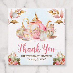 Watercolor Strawberry Tea Party Baby Shower Favour Tags