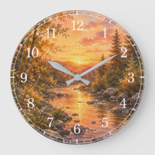 Watercolor Stream Wall Clock — Nature-Inspired Des