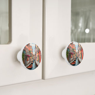Watercolor Street in Venice Ceramic Knob