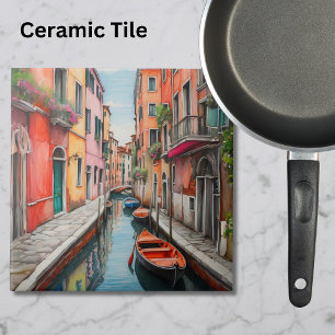 Watercolor Street in Venice Tile