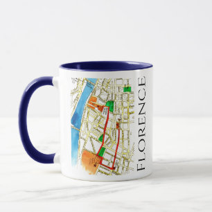 Watercolor Street Map Florence Italy Mug