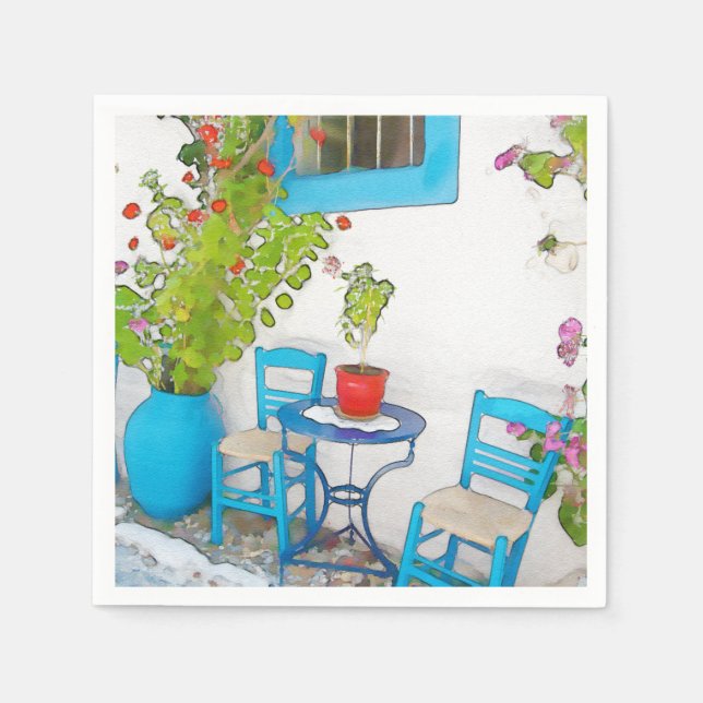 Watercolor street view napkin (Front)