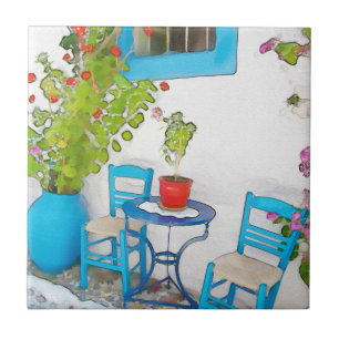 Watercolor street view tile