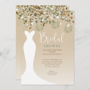 Watercolor String Lights Lanterns Bridal Shower Invitation