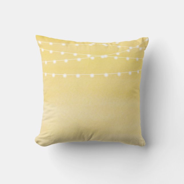Watercolor String Lights Throw Pillow (Front)